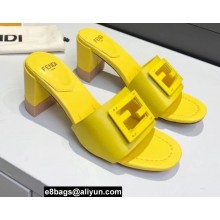 Fendi Leather Baguette Mules Yellow 2022