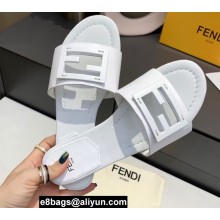 Fendi Leather Baguette Slides White 2022