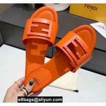 Fendi Leather Baguette Slides Orange 2022
