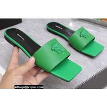 Versace La Medusa Leather Slides Green
