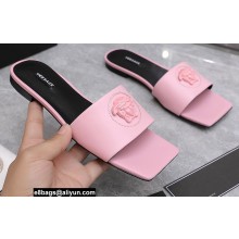 Versace La Medusa Leather Slides Pink