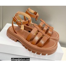Celine CLEA TRIOMPHE GLADIATOR CHUNKY SANDALs in Vegetal Calfskin Brown 2022