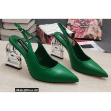 Dolce & Gabbana Heel 10.5cm Slingbacks Green with DG Heel 2022