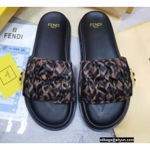 Fendi Feel Satin Slides FF motif Brown 2022