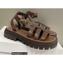 Celine CLEA TRIOMPHE GLADIATOR CHUNKY SANDALs in Vegetal Calfskin Coffee 2022