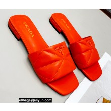 Prada Geometric Motif Nappa Leather Slides Red 2022