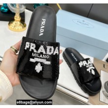 Prada Sequin Slides 1XX603 Black 2022