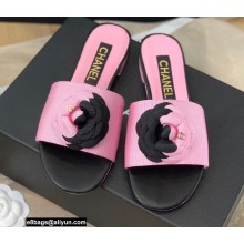 Chanel Grosgrain Camellia Mules Pink/Black 2022