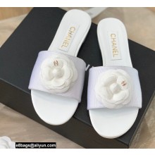 Chanel Grosgrain Camellia Mules White 2022