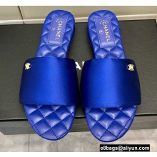Chanel Satin Mules G38858 Blue 2022