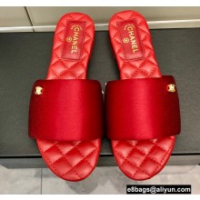 Chanel Satin Mules G38858 Red 2022