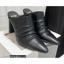 Balmain Heel 9.5cm Draped Leather Ulla Mules Black 2022
