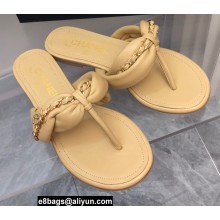 Chanel Chain Lambskin and Metal Thong Sandals G38210 Beige 2022
