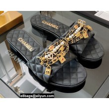 Chanel Chain Lambskin and Jewelry Flat Mules Black 2022