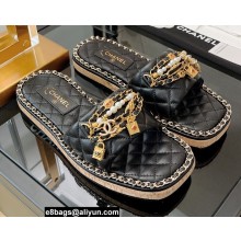 Chanel Chain Around Lambskin and Jewelry Flat Mules Black 2022