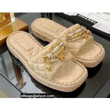 Chanel Chain Around Lambskin and Jewelry Flat Mules Beige 2022