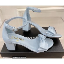 Chanel CC Logo and Bow Sandals Light Blue 2022