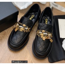 Chanel Chain Lambskin and Jewelry Loafers G38922 Black 2022