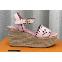 Louis Vuitton Perforated Calf Leather Starboard Wedge Espadrilles Sandals Pink 2022