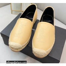 Saint Laurent Monogram Embroidered Espadrilles in Lambskin Beige 2022
