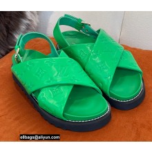 Louis Vuitton Paseo Flat Comfort Sandals Monogram-embossed Green 2022