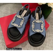 Roger Vivier Viv' Winter Puffy Strass Buckle Sandals Blue 2022