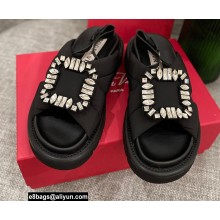 Roger Vivier Viv' Winter Puffy Strass Buckle Sandals Black 2022