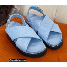 Louis Vuitton Paseo Flat Comfort Sandals Monogram-embossed Blue 2022