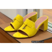 Loro Piana Heel 8cm Suede Goatskin Summer Charms Sandals Yellow