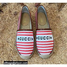 Gucci Star Stripe print Cotton Canvas Espadrilles Red 2022