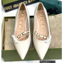 Gucci Ballet Flats with 'GUCCI' 674772 Leather White 2022