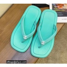 Chanel CC Logo Thong Sandals Mules Light Green 2022