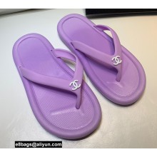 Chanel CC Logo Thong Sandals Mules Lilac 2022