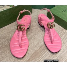 Gucci Heel 3.5cm Leather Double G Thong Sandals 674840 Pink 2022