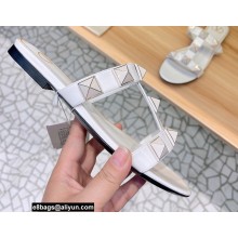 Valentino Roman Stud Flat Slide Sandals With Enameled Studs White 2022Valentino Roman Stud Flat Slide Sandals With Enameled Studs White 2022