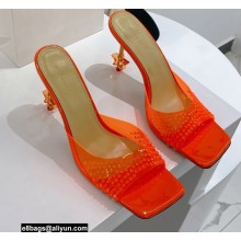 Mach & Mach Star Heel 8.5cm Crystal Embellished Mules PVC Red 2022