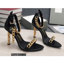 Tom Ford Heel 10.5cm Leather Chain Ankle Strap Sandals Black 2022