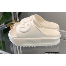 Gucci Rubber Slide Sandals with Interlocking G 692845 White 2022