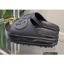 Gucci Rubber Slide Sandals with Interlocking G 692845 Black 2022