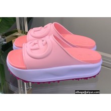 Gucci Rubber Slide Sandals with Interlocking G 692845 Pink 2022