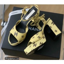 Chanel Logo Printed Lambskin Sandals G38958 Beige 2022