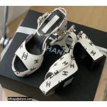 Chanel Logo Printed Lambskin Sandals G38958 White 2022