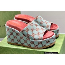 Gucci Heel Platform Slide Sandals 674761 GG Light Green 2022
