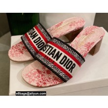Dior Heel 4.5cm Embroidered Cotton Dway Slides 04 2022