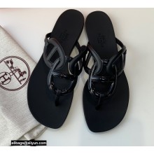 Hermes Egerie Chaine D'ancre TPU Flip Flops Thongs Sandals Black 2022