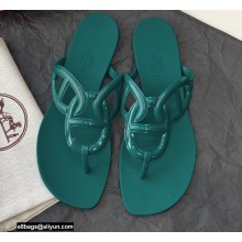Hermes Egerie Chaine D'ancre TPU Flip Flops Thongs Sandals Green 2022