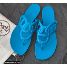 Hermes Egerie Chaine D'ancre TPU Flip Flops Thongs Sandals Blue 2022