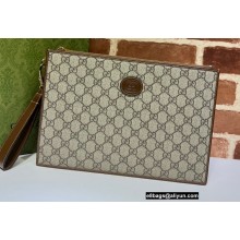 Gucci Pouch Clutch bag with Interlocking G 672953 Brown