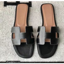 Hermes Oran Flat Sandals in Swift Box Calfskin 15