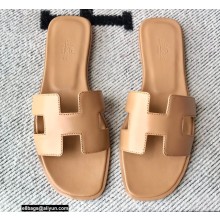Hermes Oran Flat Sandals in Swift Box Calfskin 24